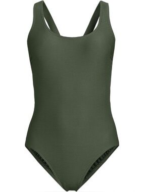 Land’s End Tugless Ribbed X-Back One Piece Swimsuit, 6